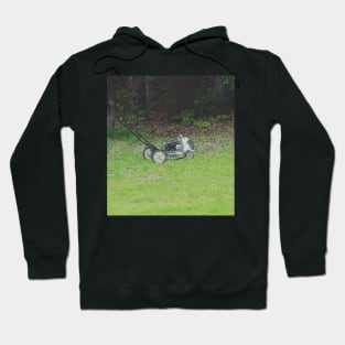 Finn the Cat Riding a Push Mower Hoodie